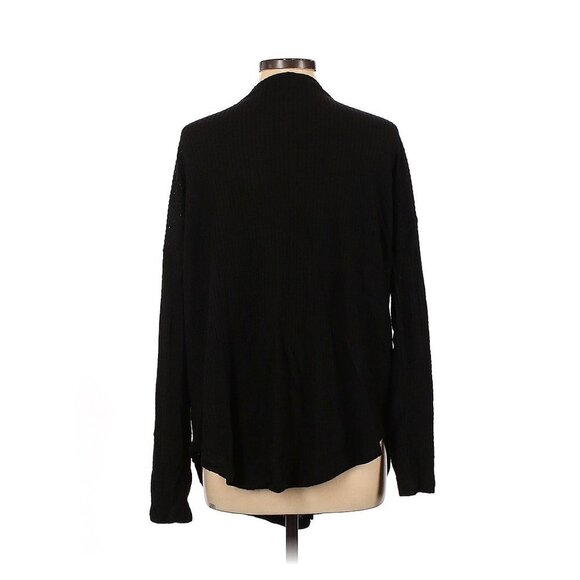 Gibson Black Waffle Knit Oversized Cardigan Sweater - Picture 2 of 2
